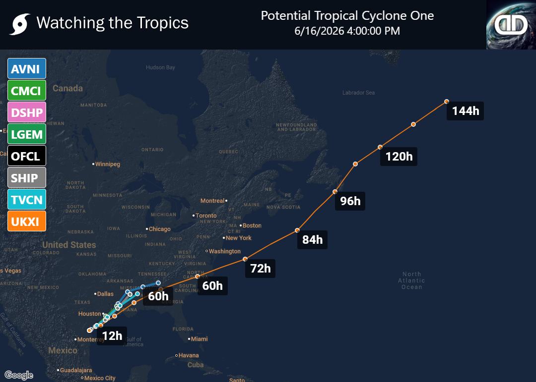Storm Potential Tropical Cyclone One Spaghetti Models
