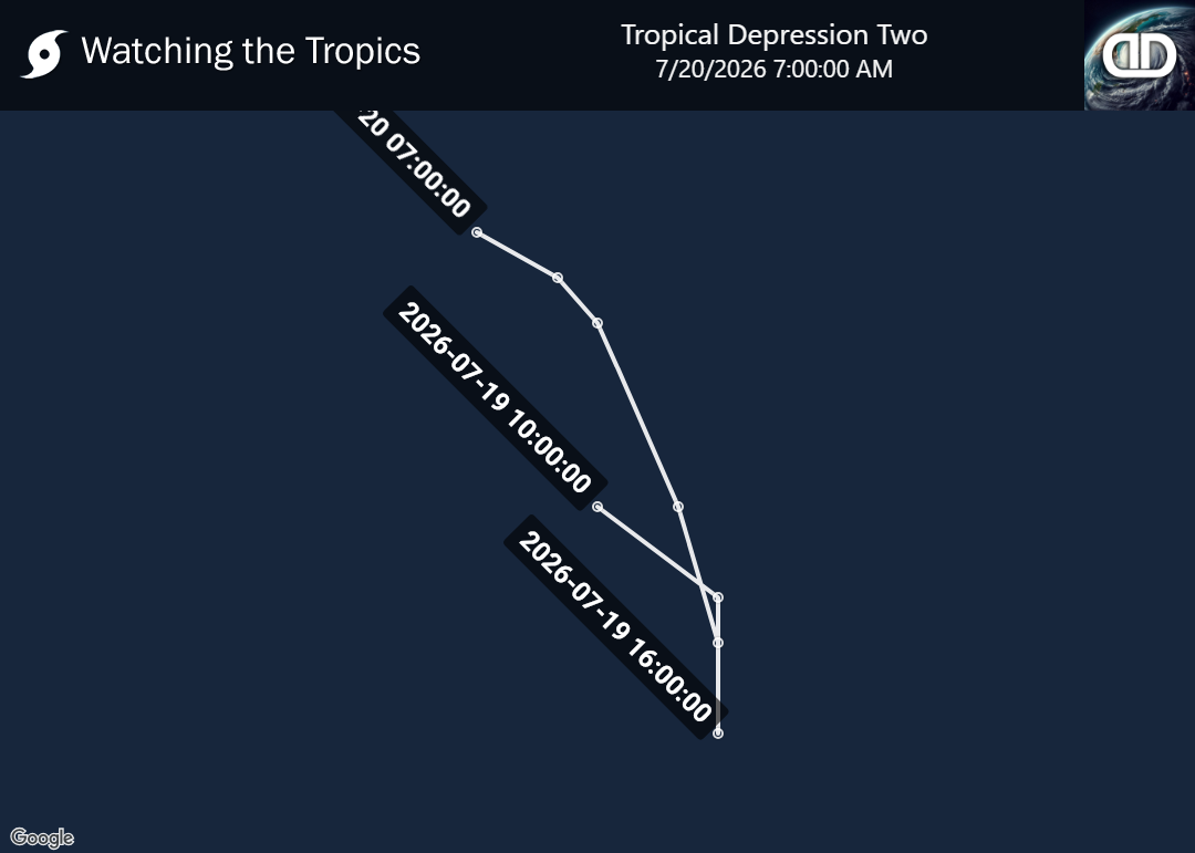 Storm Tropical Depression Two historical path