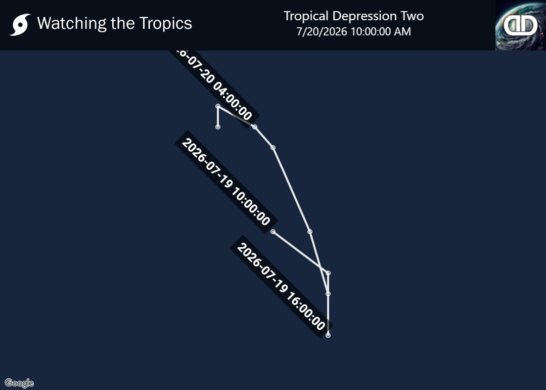 Storm Tropical Depression Two historical path