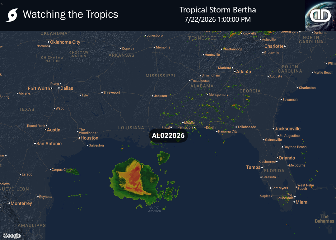 Storm Tropical Storm Bertha Precipitation