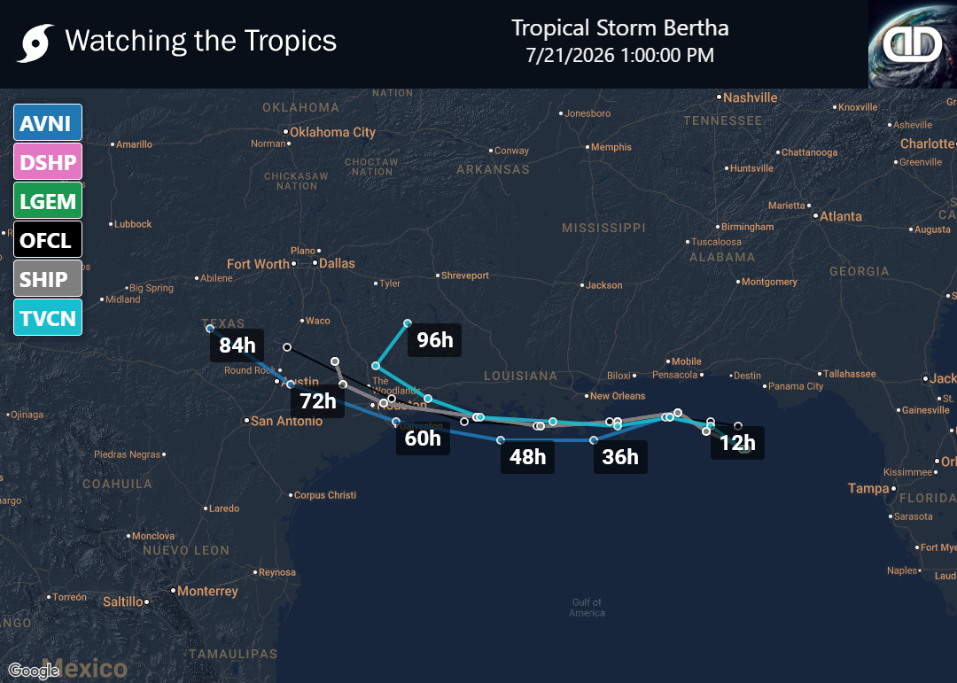 Storm Tropical Storm Bertha Spaghetti Models