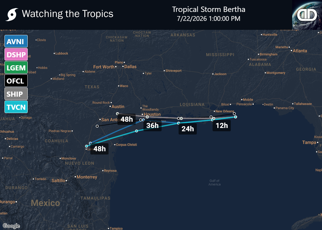 Storm Tropical Storm Bertha Spaghetti Models