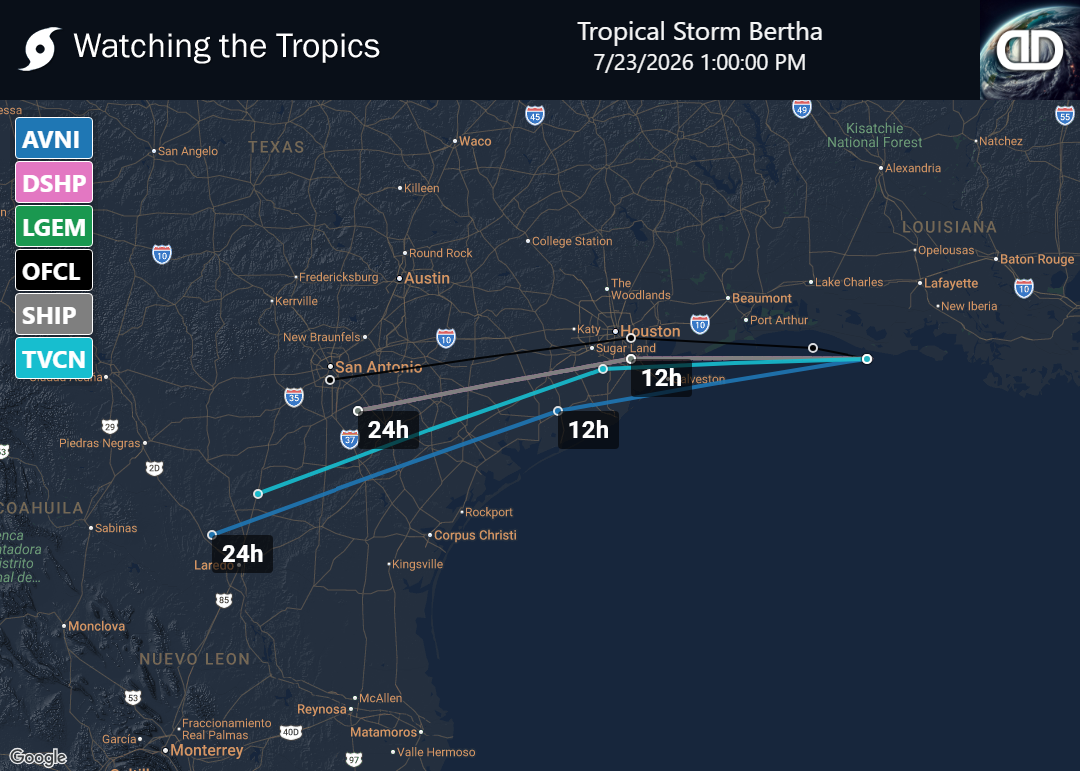 Storm Tropical Storm Bertha Spaghetti Models