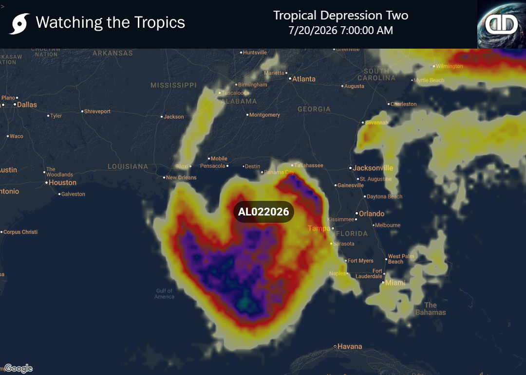 Storm Tropical Depression Two Thunderstorm Probability