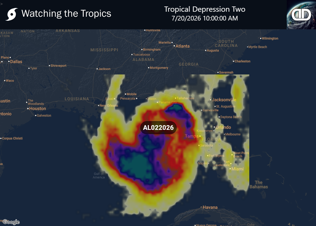 Storm Tropical Depression Two Thunderstorm Probability