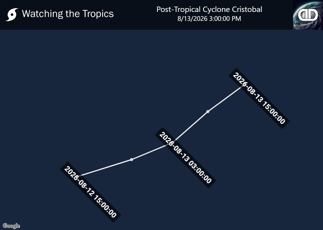 Storm Post-Tropical Cyclone Cristobal historical path