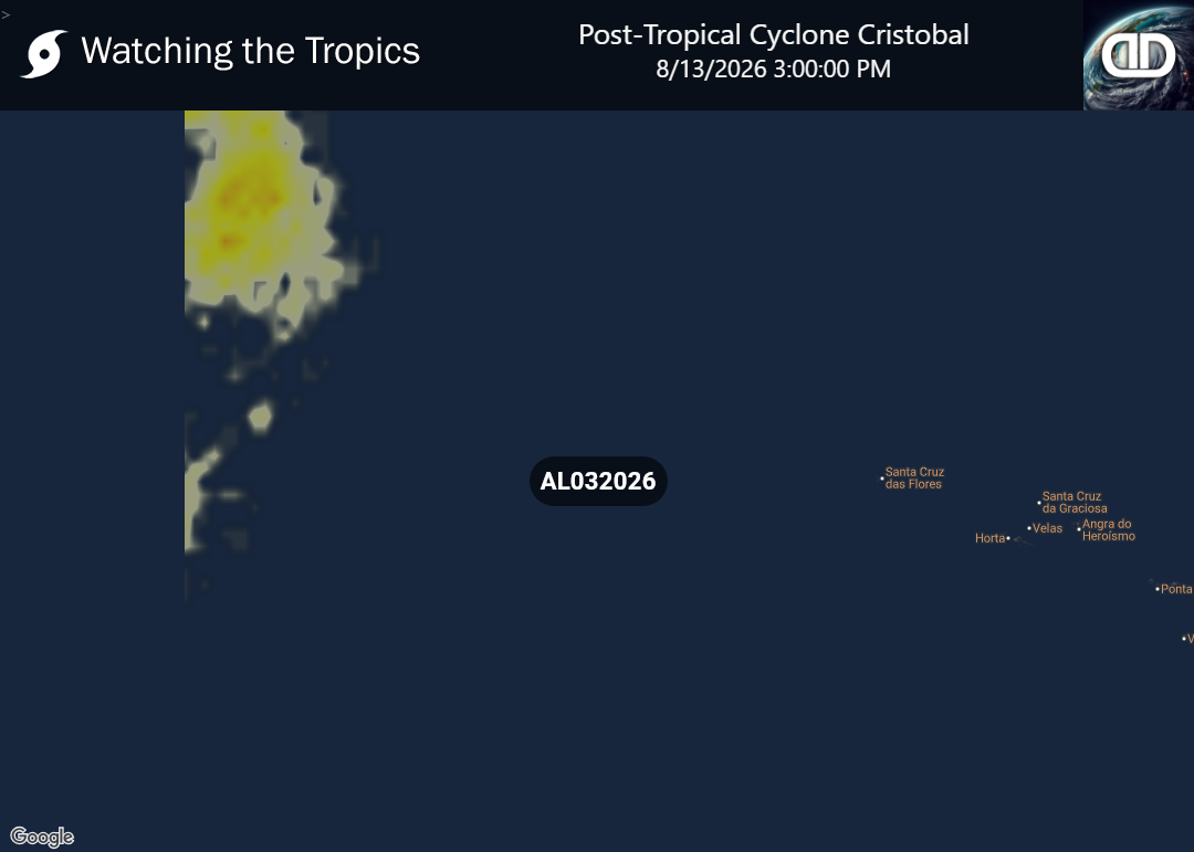 Storm Post-Tropical Cyclone Cristobal Thunderstorm Probability