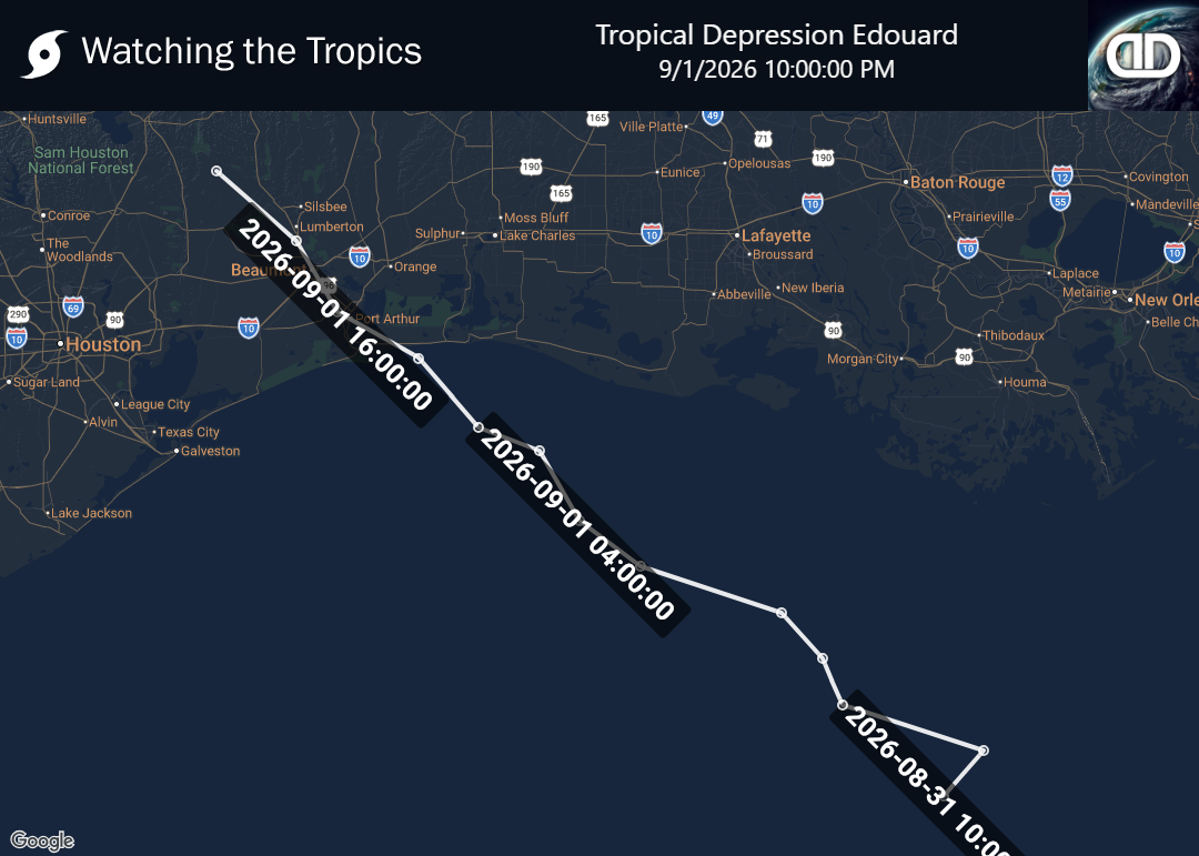 Storm Tropical Depression Edouard historical path