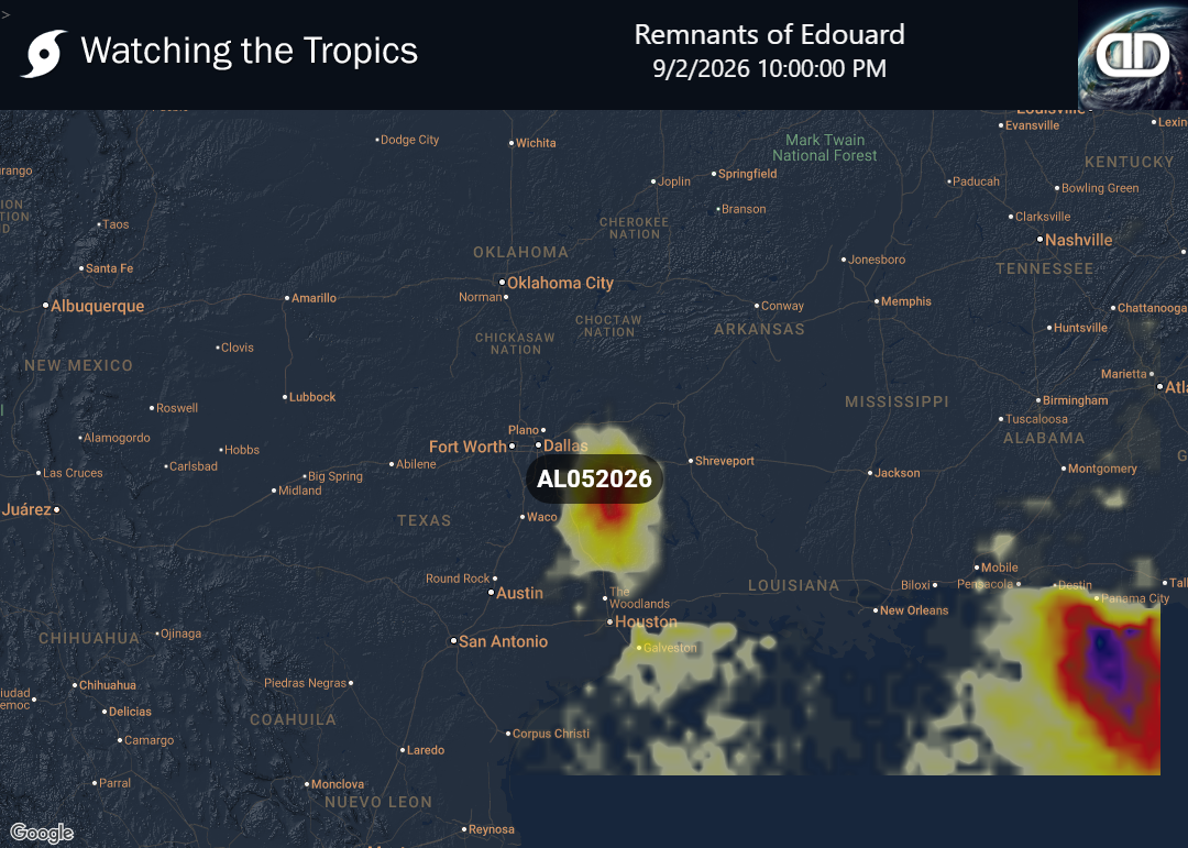 Storm Remnants of Edouard Thunderstorm Probability