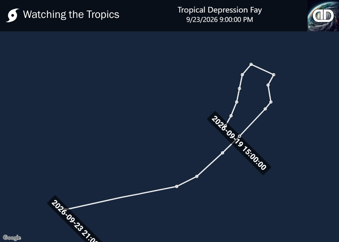 Storm Tropical Depression Fay historical path