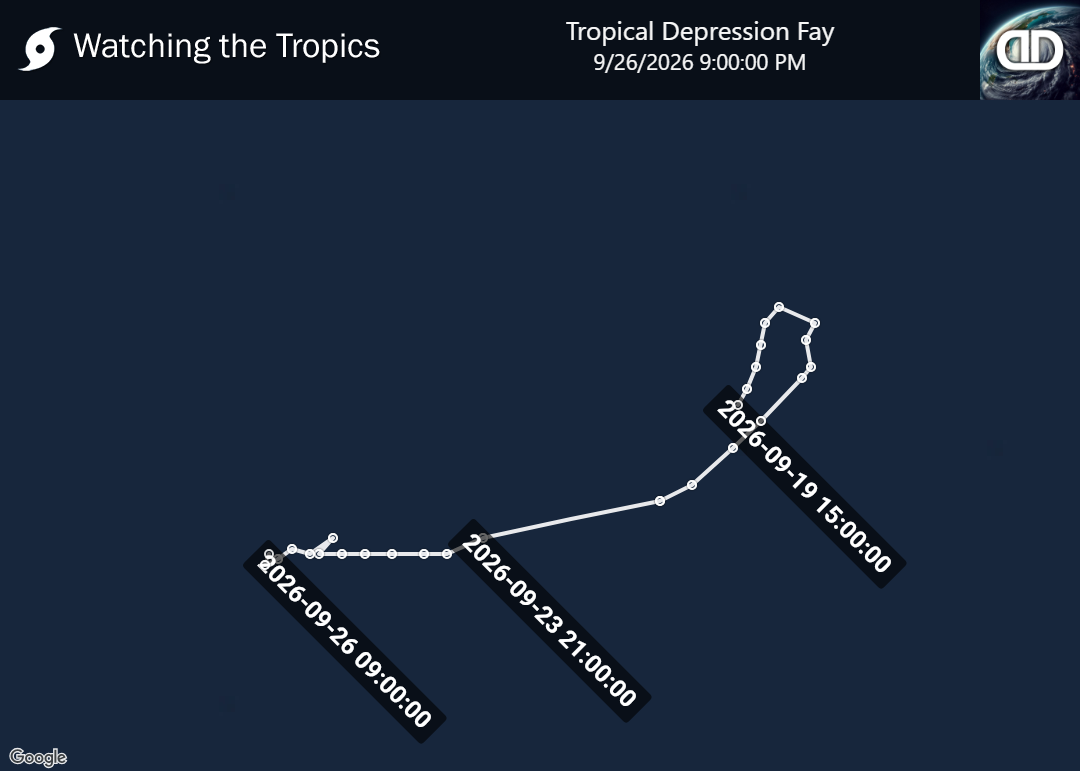 Storm Tropical Depression Fay historical path