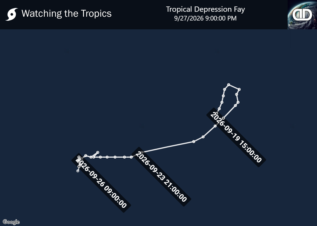 Storm Tropical Depression Fay historical path