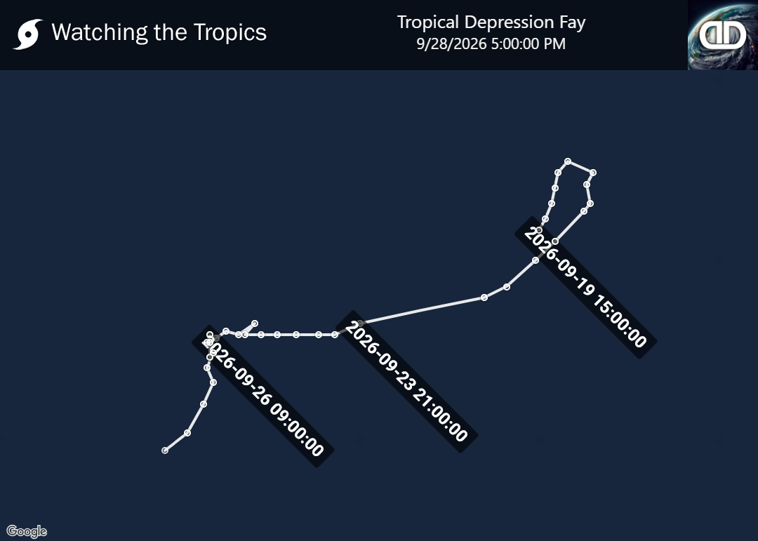 Storm Tropical Depression Fay historical path