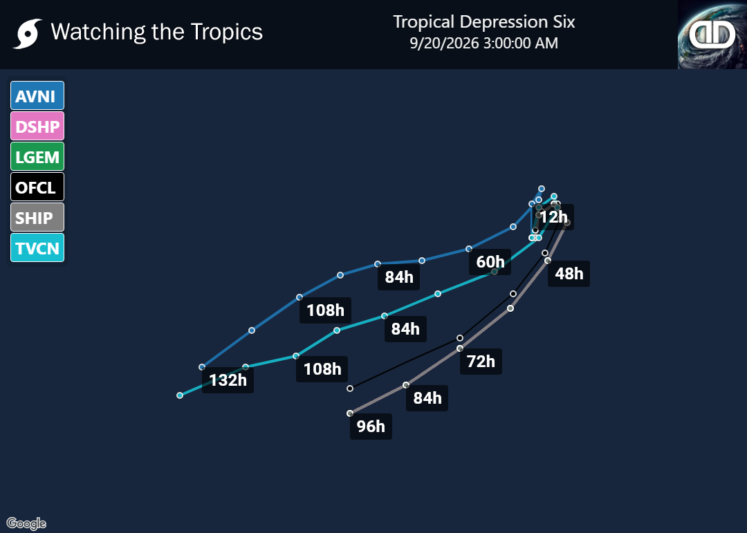 Storm Tropical Depression Six Spaghetti Models