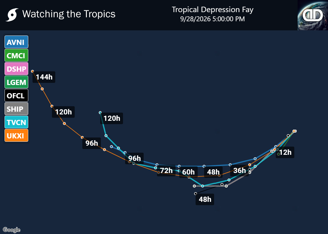Storm Tropical Depression Fay Spaghetti Models