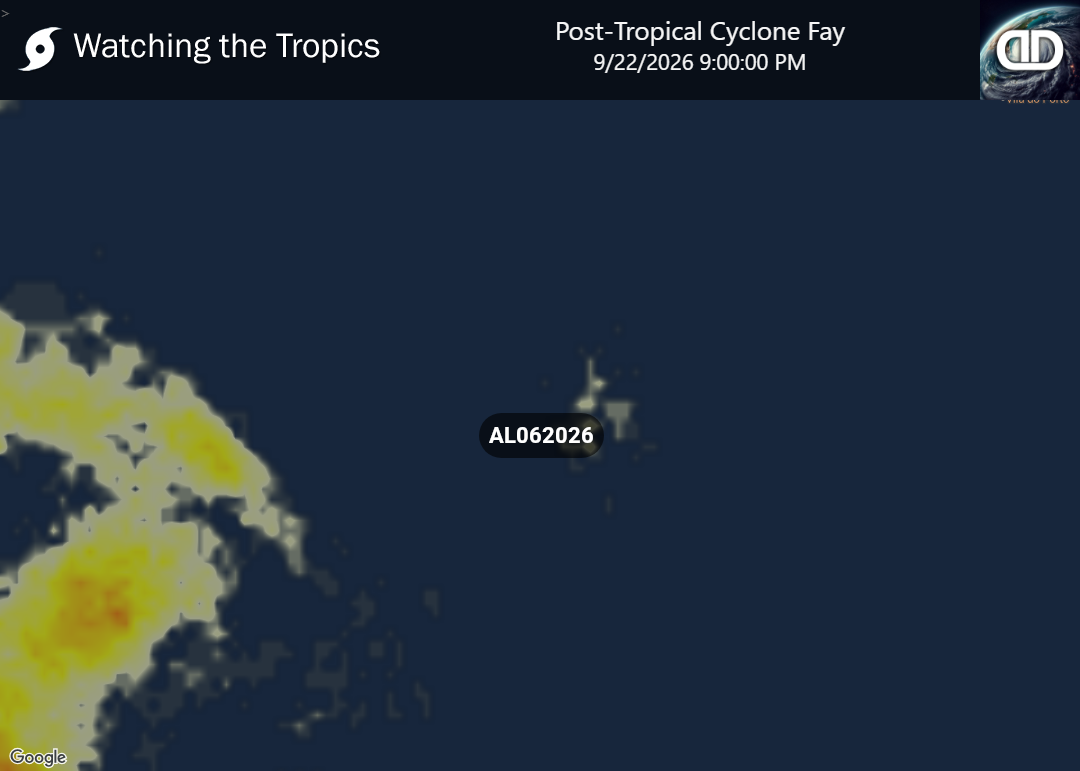 Storm Post-Tropical Cyclone Fay Thunderstorm Probability