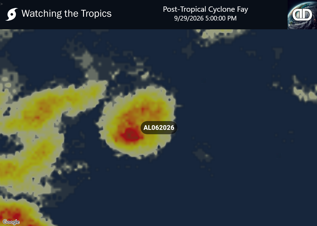 Storm Post-Tropical Cyclone Fay Thunderstorm Probability