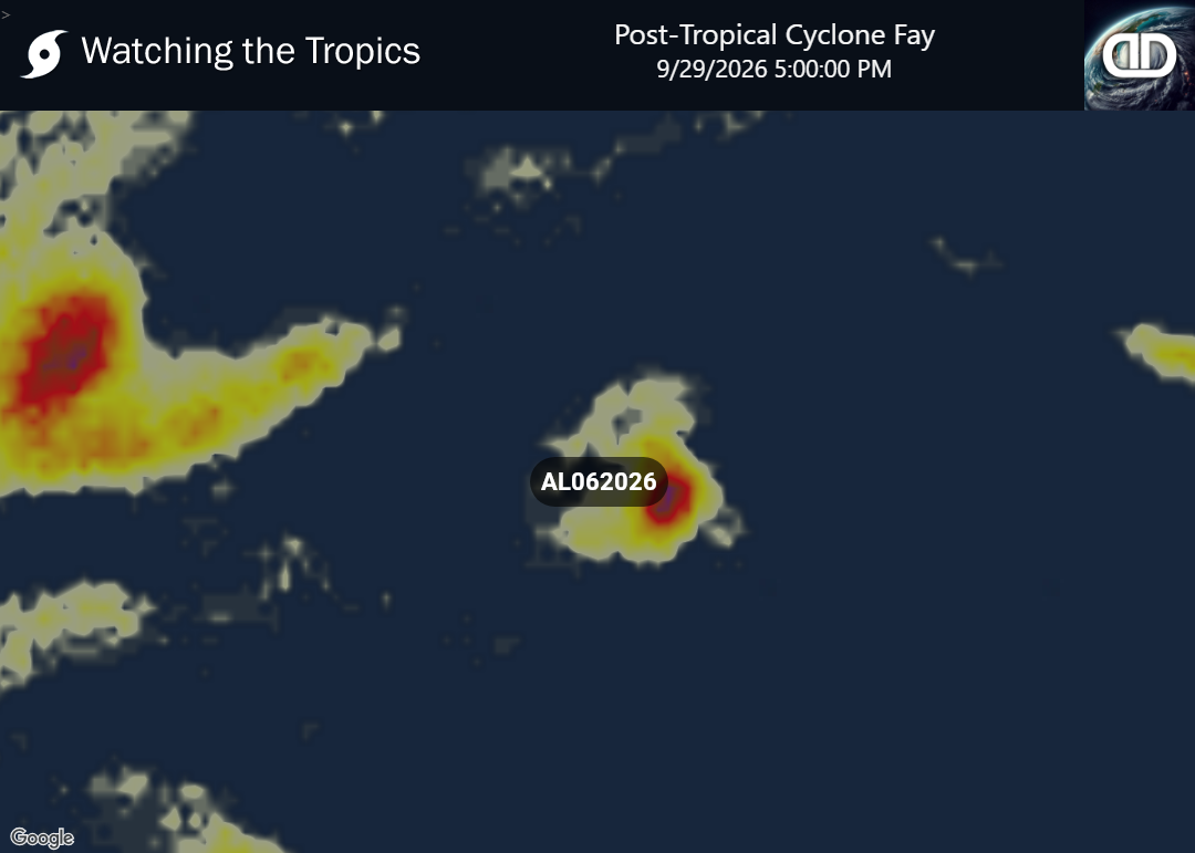 Storm Post-Tropical Cyclone Fay Thunderstorm Probability
