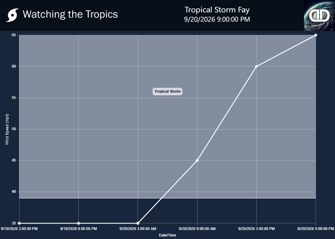 Storm Tropical Storm Fay wind speed history