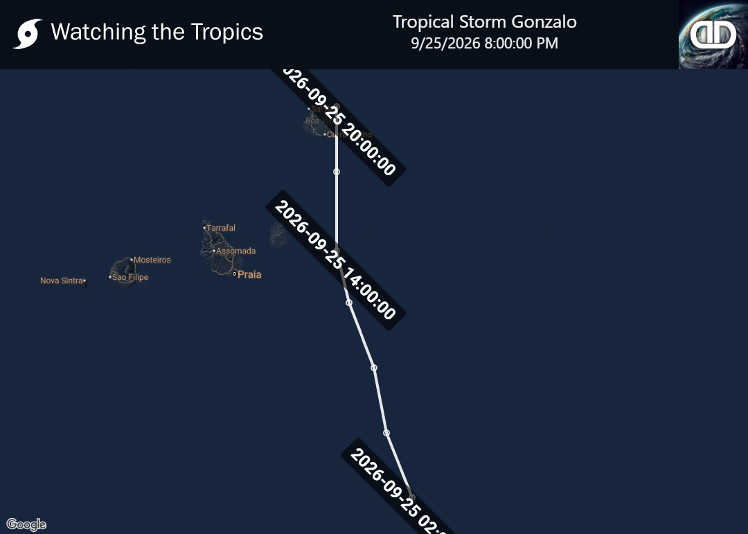 Storm Tropical Storm Gonzalo historical path