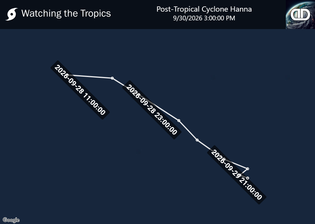 Storm Post-Tropical Cyclone Hanna historical path