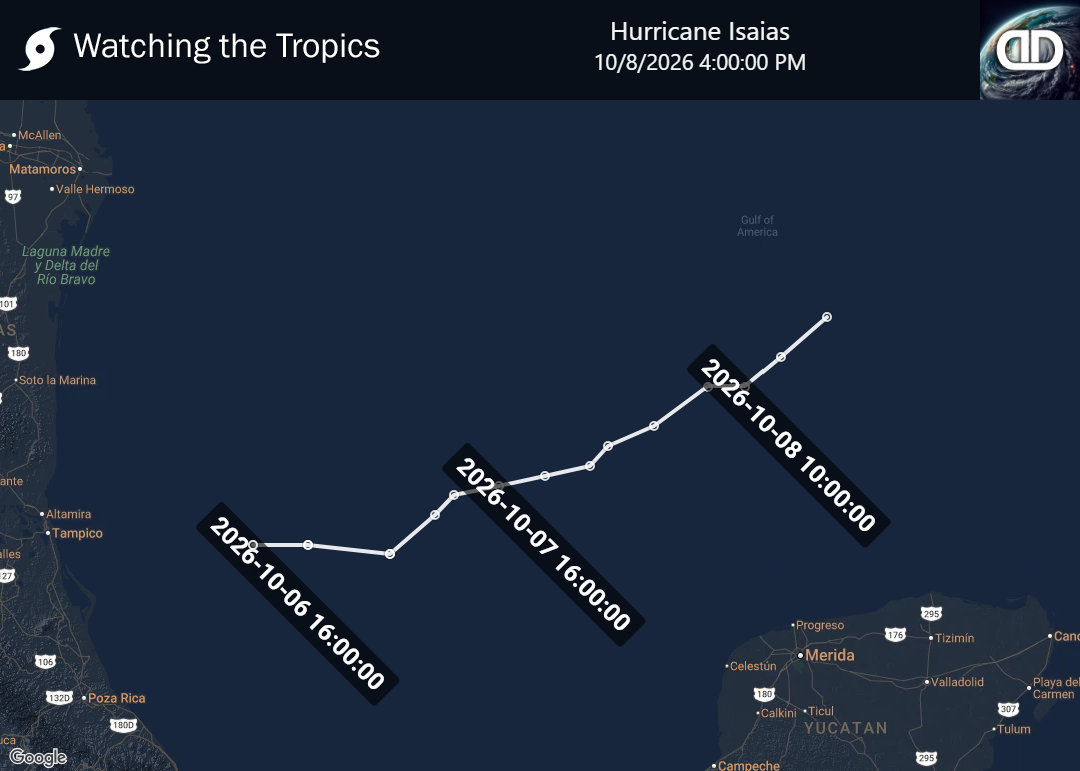 Storm Hurricane Isaias historical path