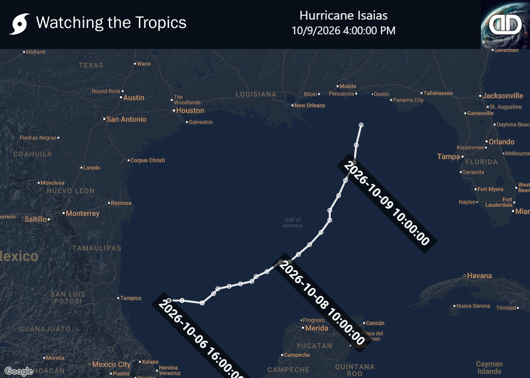 Storm Hurricane Isaias historical path