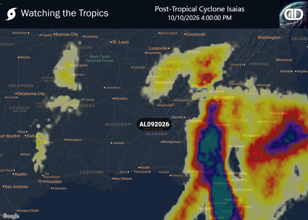 Storm Post-Tropical Cyclone Isaias Thunderstorm Probability