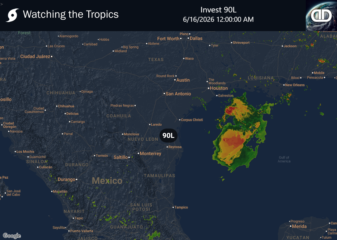 Storm Invest 90L Precipitation