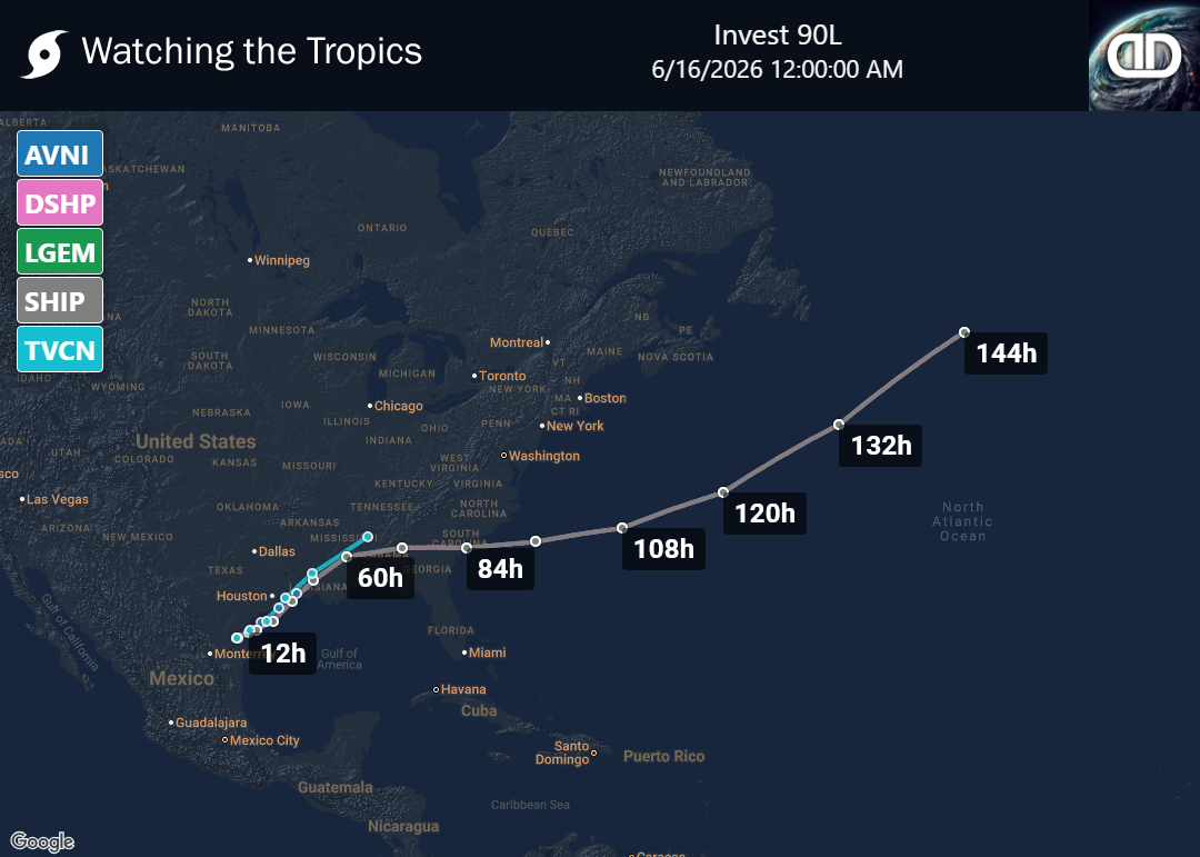 Storm Invest 90L Spaghetti Models
