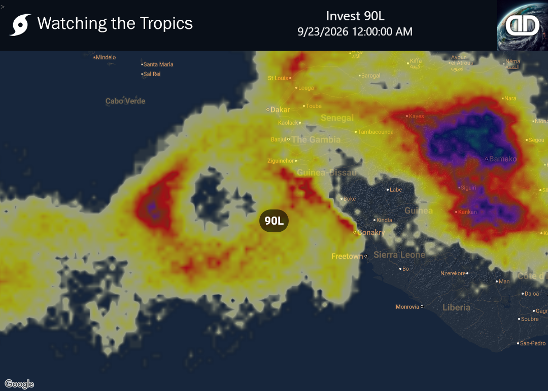 Storm Invest 90L Thunderstorm Probability