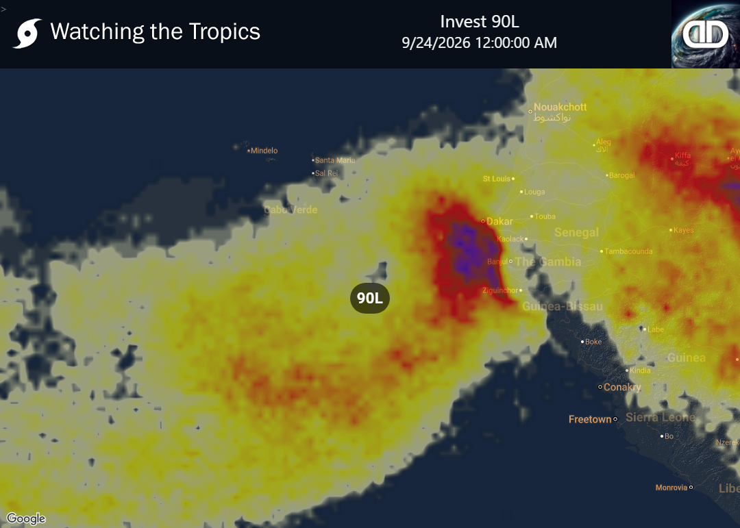 Storm Invest 90L Thunderstorm Probability