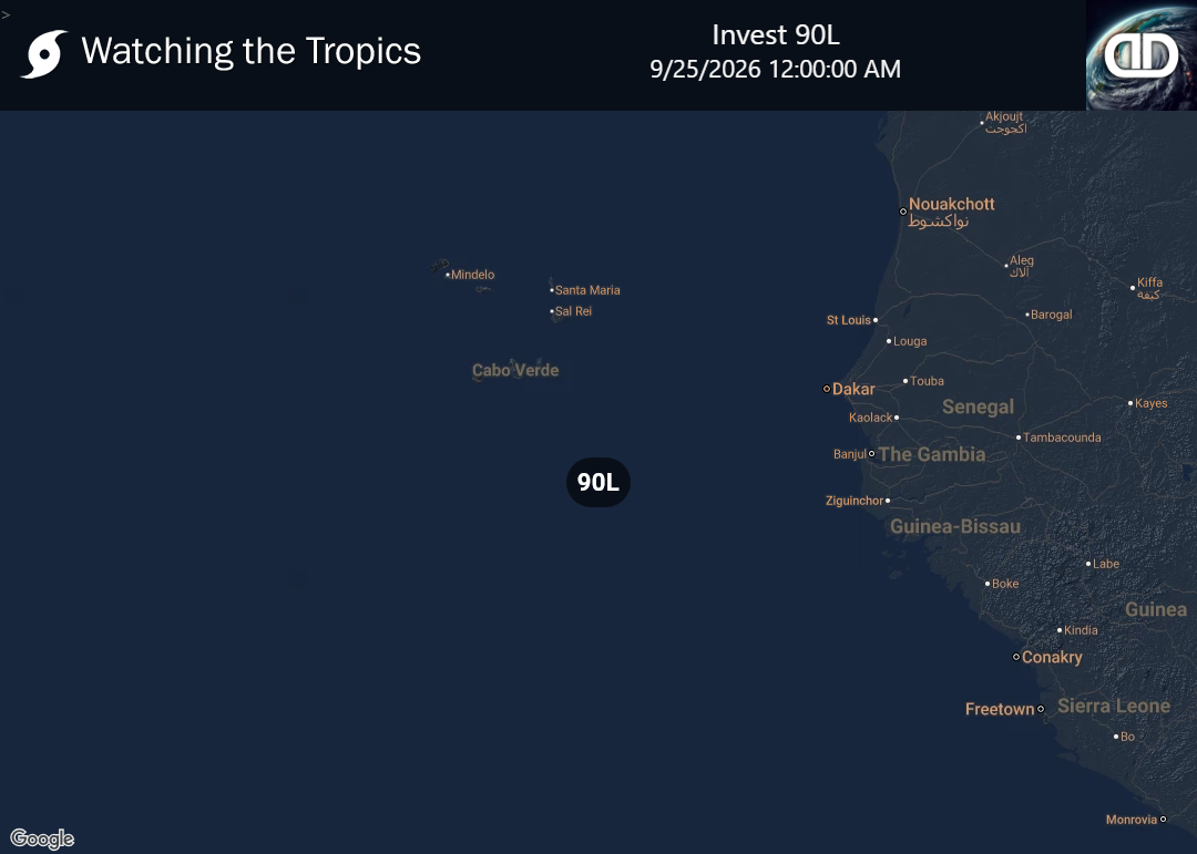 Storm Invest 90L Thunderstorm Probability