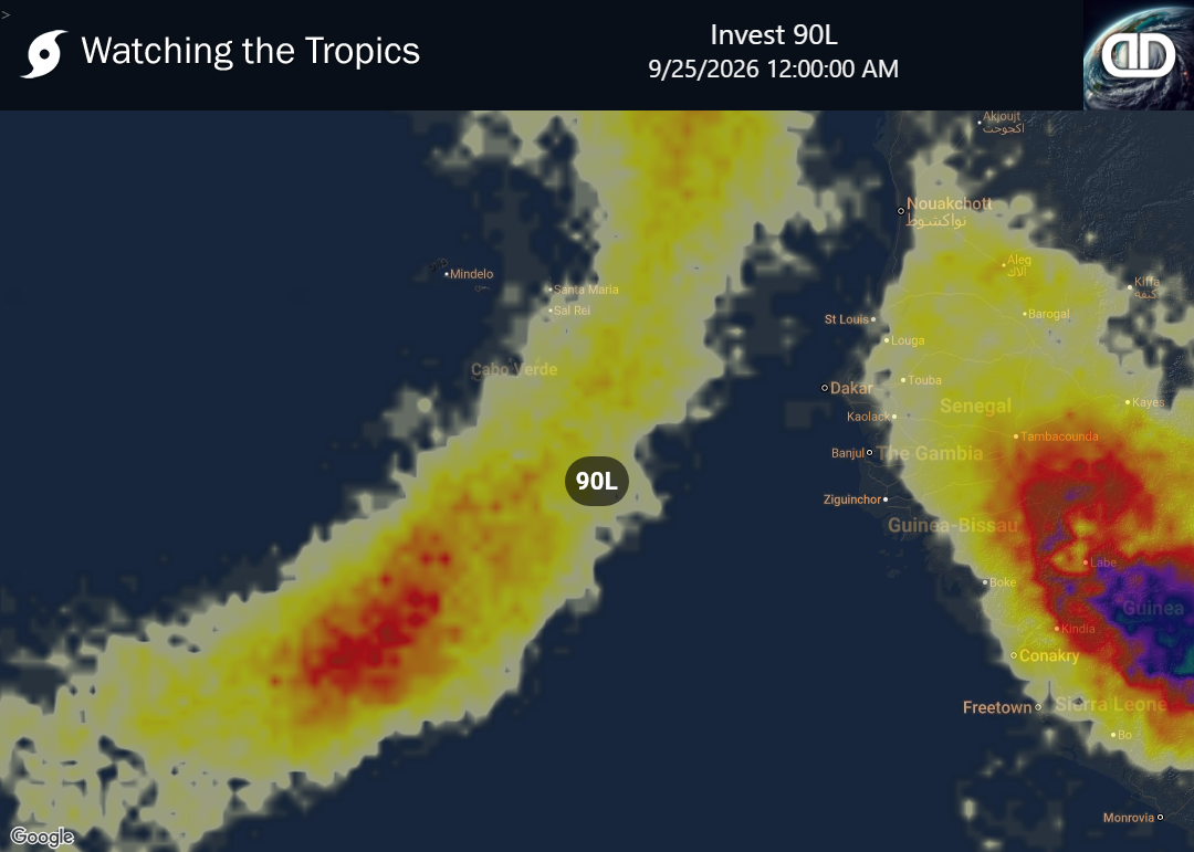 Storm Invest 90L Thunderstorm Probability