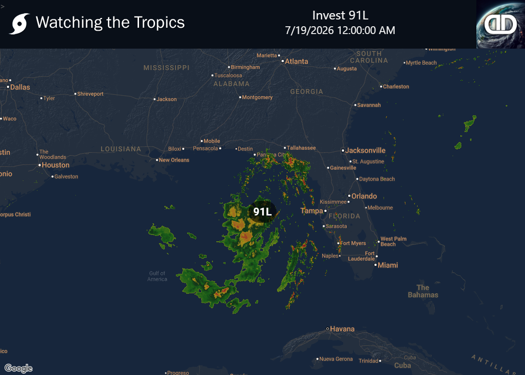 Storm Invest 91L Precipitation