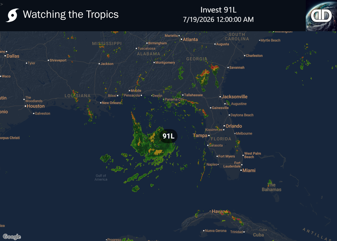 Storm Invest 91L Precipitation