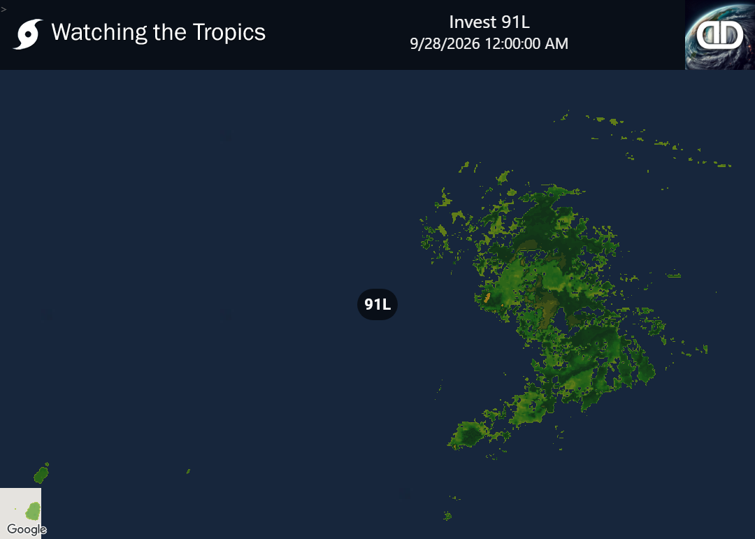 Storm Invest 91L Precipitation