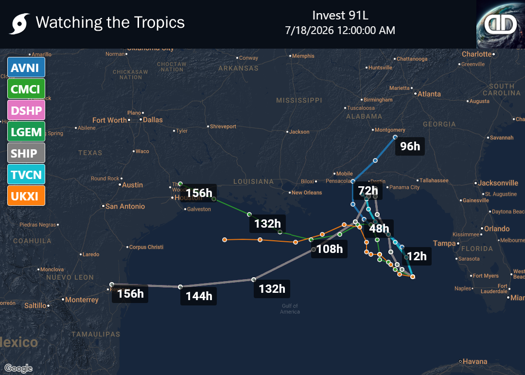 Storm Invest 91L Spaghetti Models