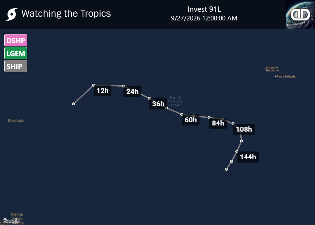 Storm Invest 91L Spaghetti Models