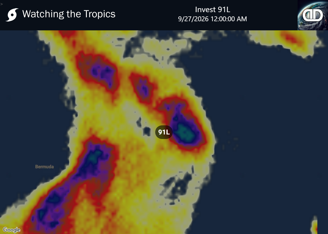Storm Invest 91L Thunderstorm Probability