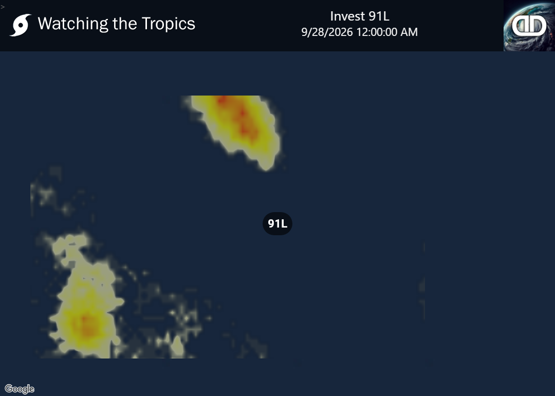 Storm Invest 91L Thunderstorm Probability