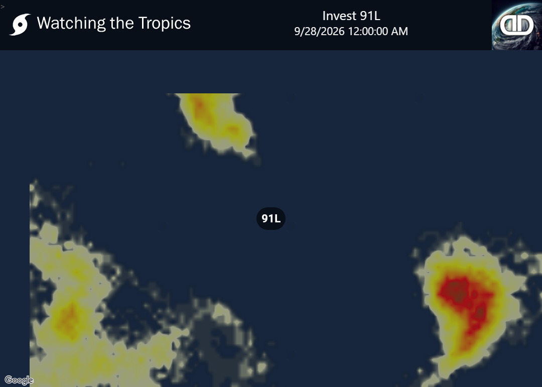 Storm Invest 91L Thunderstorm Probability