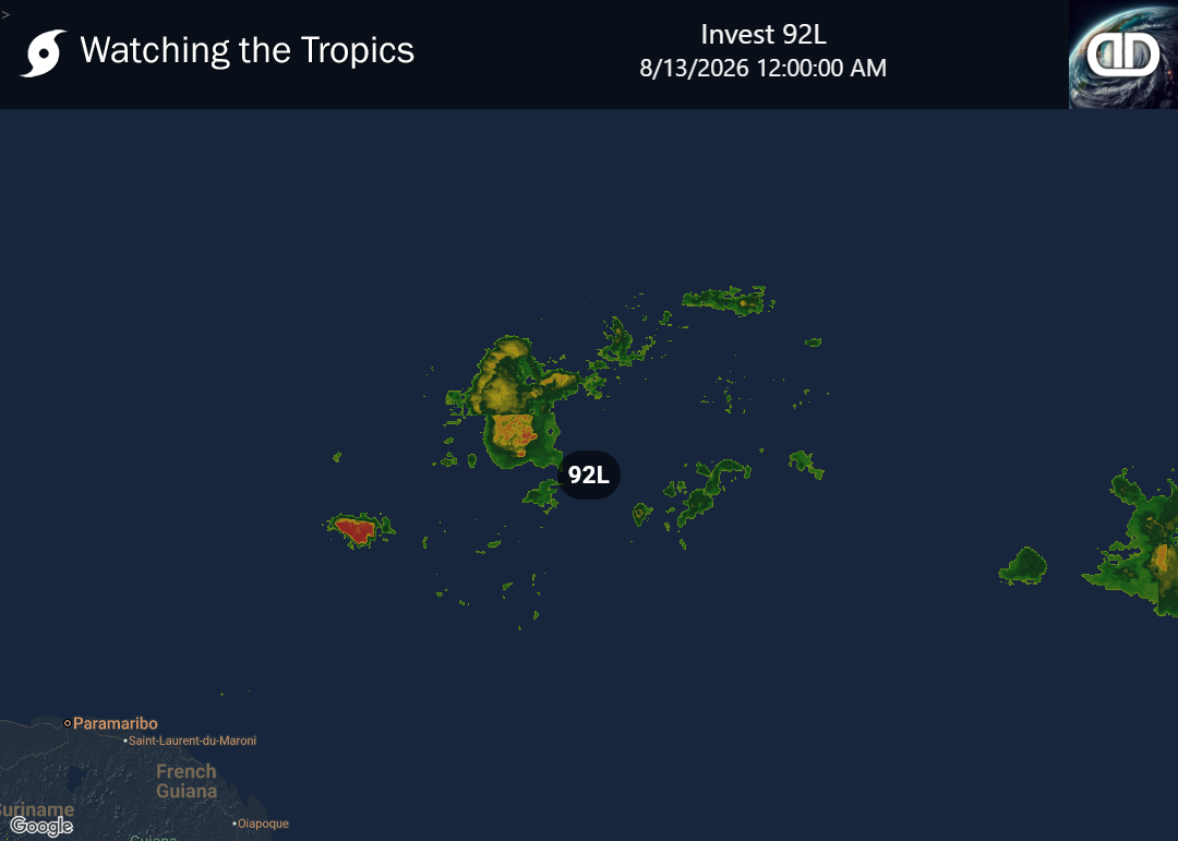 Storm Invest 92L Precipitation