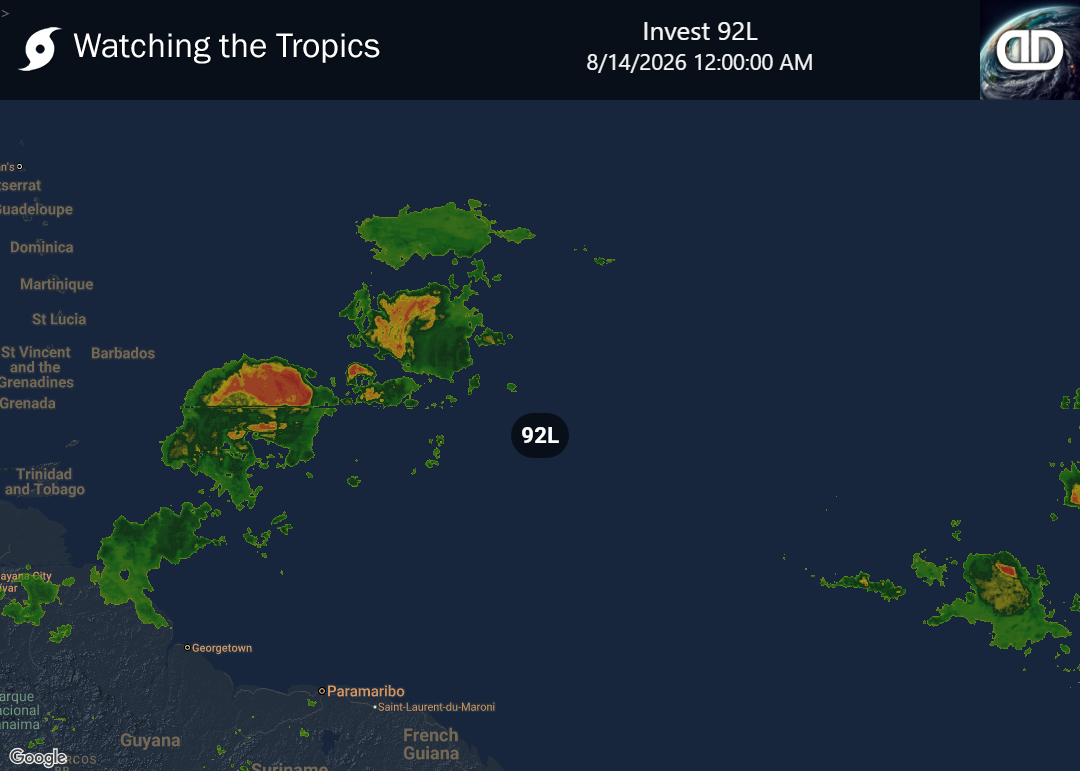 Storm Invest 92L Precipitation