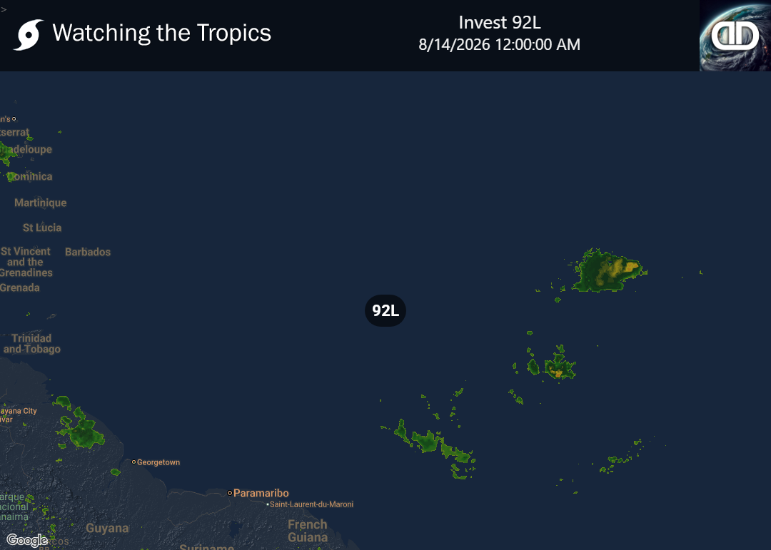 Storm Invest 92L Precipitation
