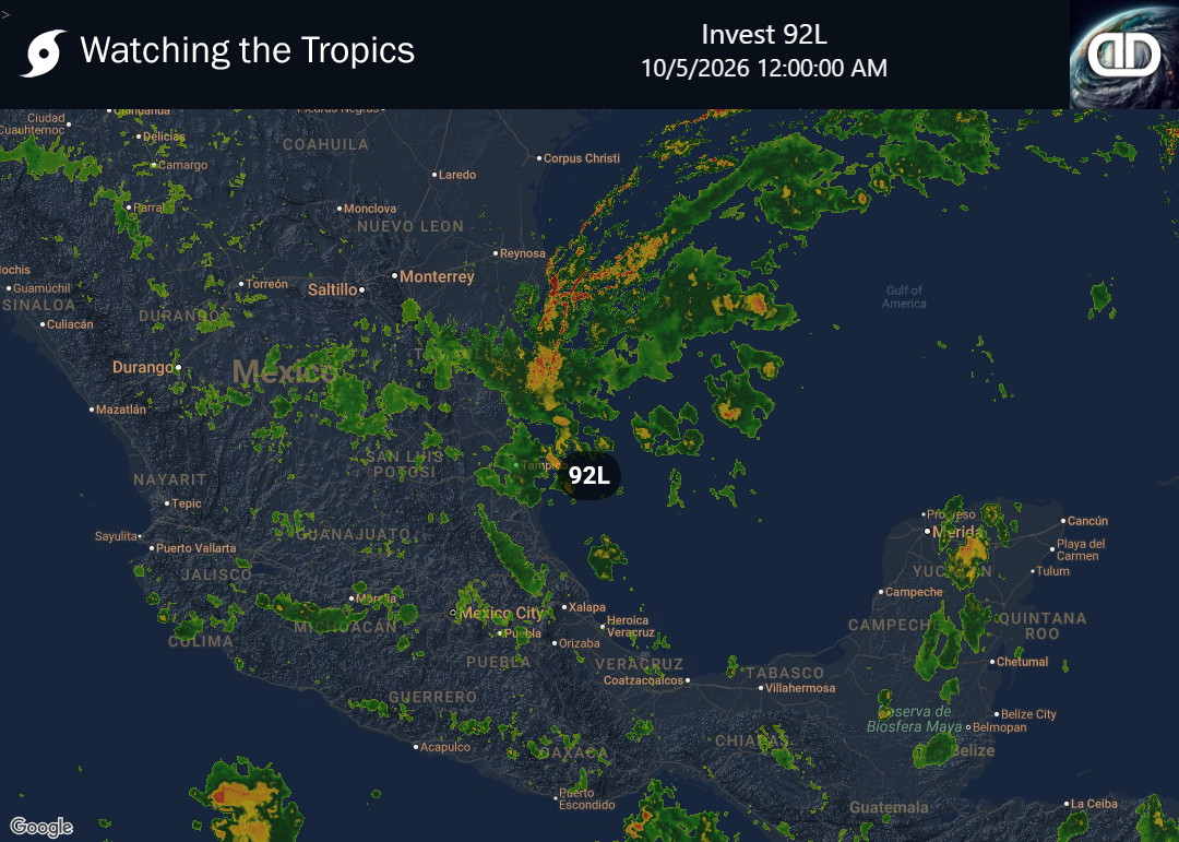 Storm Invest 92L Precipitation