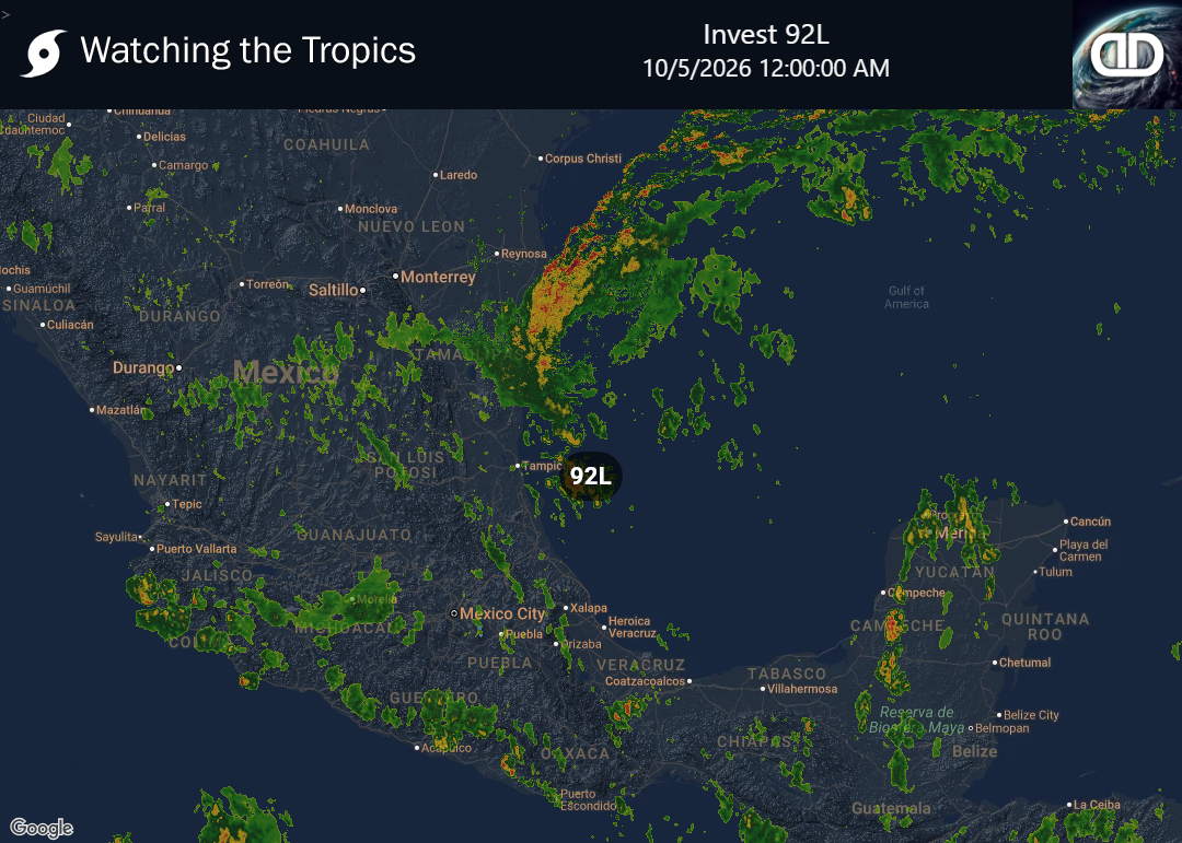 Storm Invest 92L Precipitation