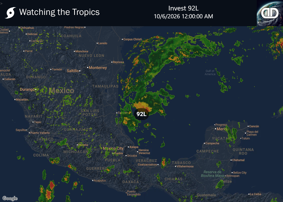 Storm Invest 92L Precipitation