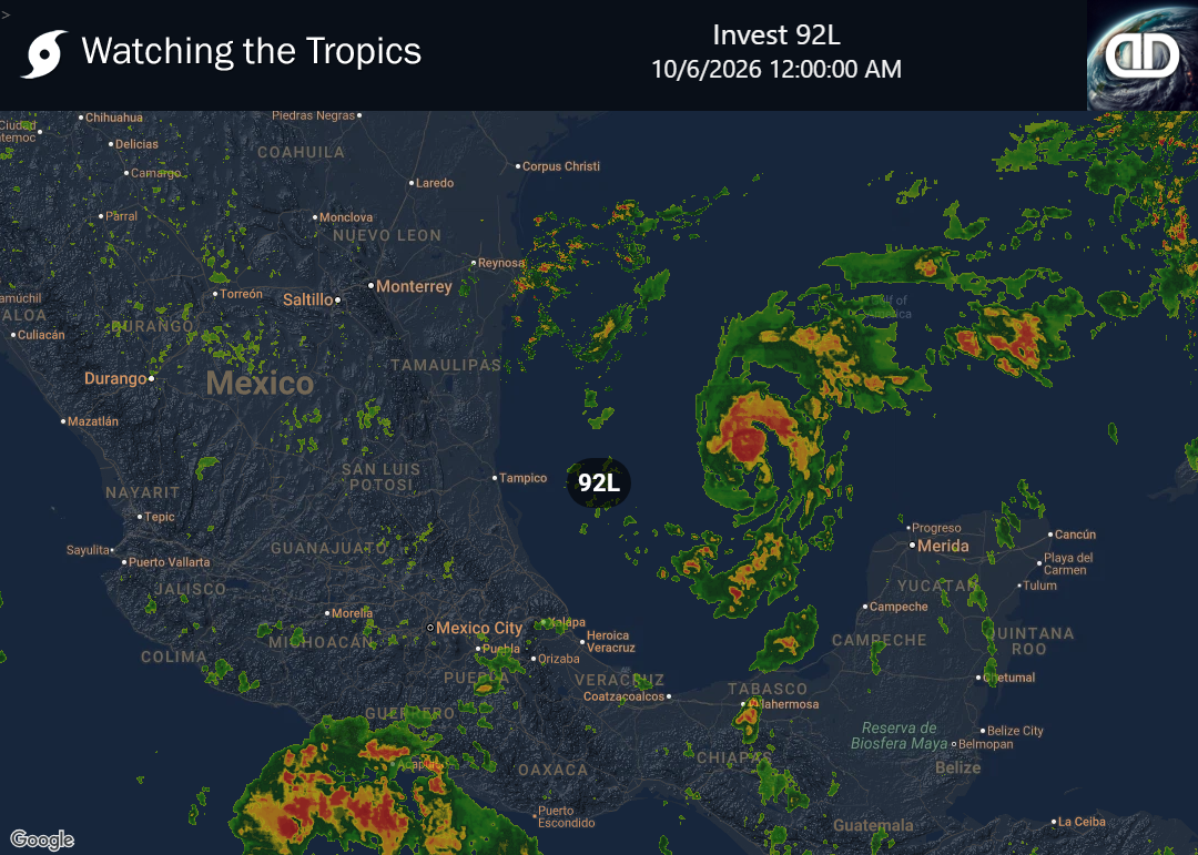 Storm Invest 92L Precipitation