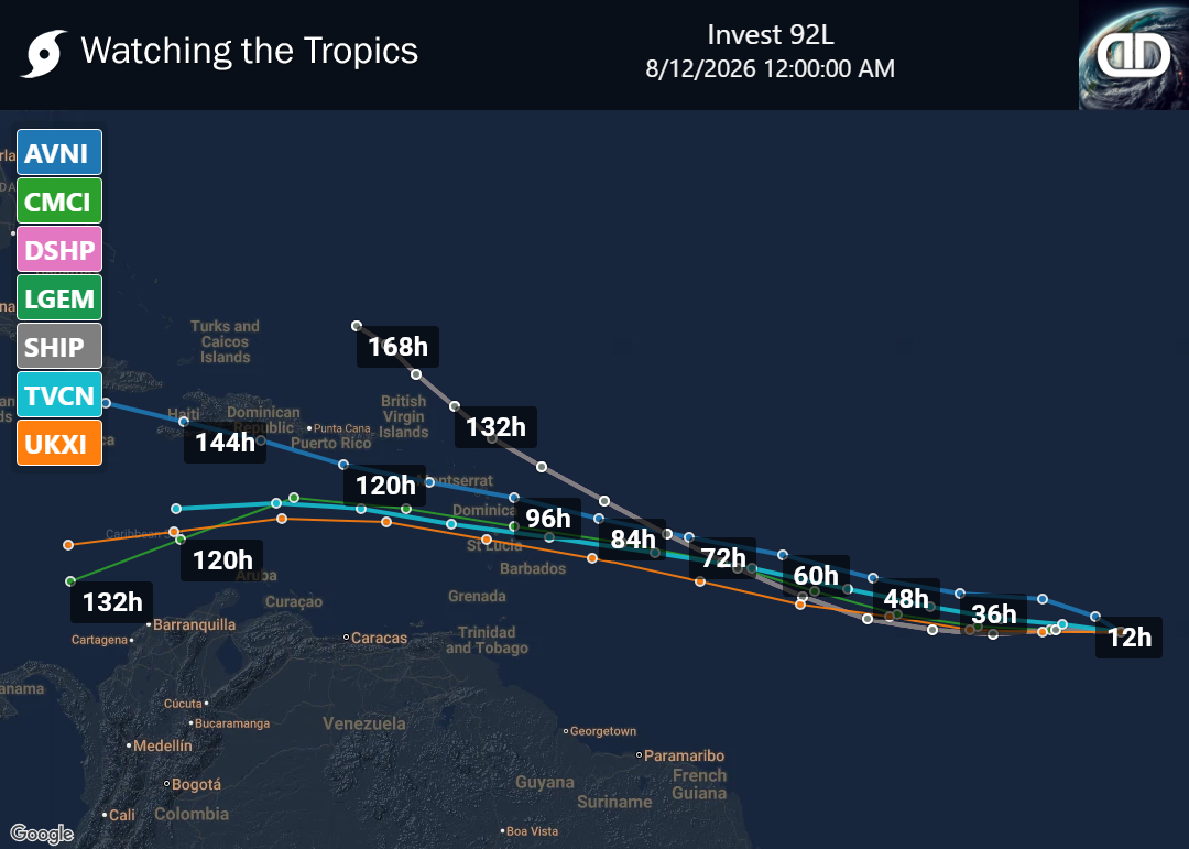 Storm Invest 92L Spaghetti Models